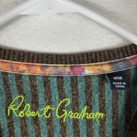 Robert Graham Lightweight Sweatshirt Men's Medium Brown Crew Neck Long Sleeve - Picture 3 of 9